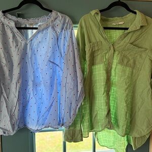 Work Linen Shirt Bundle - Croft & Barrow : Sonoma 1x Plus : Blue & Green